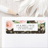 Rustiek hout roze bloemen retour adres label (Insitu)