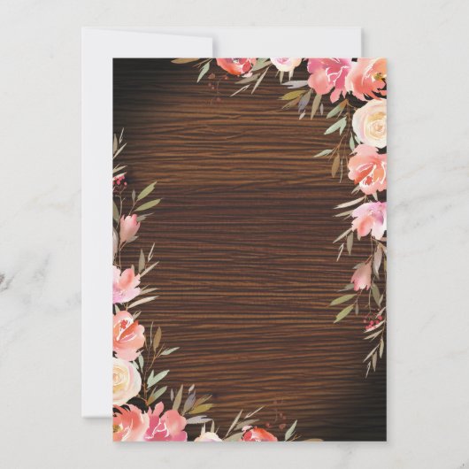 Rustiek Hout Roze Bloemen Verrassing Verjaardagsfe Kaart (Achterkant)