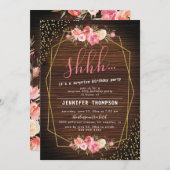 Rustiek Hout Roze Bloemen Verrassing Verjaardagsfe Kaart (Voorkant / Achterkant)