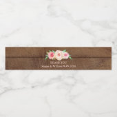 Rustiek Hout Roze  Bloemen Water Flesje Label Waterfles Etiket (Enkel label)