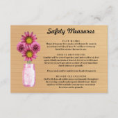 Rustiek hout roze bloemenmetselaar pot veiligheids informatiekaartje (Voorkant)