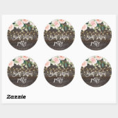 Rustiek hout roze bloemenzoet 16 sticker (Vel)