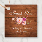 Rustiek hout roze blush bloemenbruiloft dank u bedankjes labels (Voorkant)