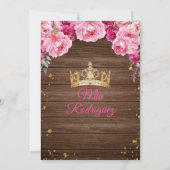 Rustiek hout roze Fuschia Presentación de Tres Año Kaart (Achterkant)