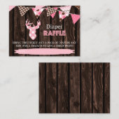 Rustiek hout roze geruite herten luier raffel tick informatiekaartje (Voorkant / Achterkant)