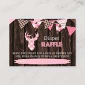 Rustiek hout roze geruite herten luier raffel tick informatiekaartje (Voorkant)