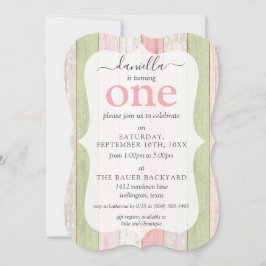 Rustiek Hout Roze & Groen Custom Age Verjaardagsfe Kaart