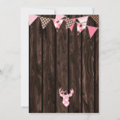 Rustiek Hout Roze Plaid Herten Baby shower Invitat Kaart (Achterkant)