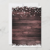 Rustiek Hout Roze Rose Snowy Winter Sweet 16 Party Kaart (Achterkant)