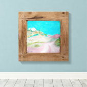 Rustiek hout roze turquoise landschap canvas print (Insitu (Houten vloer))