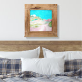 Rustiek hout roze turquoise landschap canvas print (Insitu (Slaapkamer))