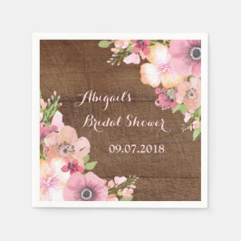 Rustiek Hout Roze Waterverf Vrijgezellenfeest serv Servet