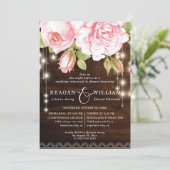 Rustiek Hout Rozen & Lichten Repetitie Diner Kaart (Staand voorkant)