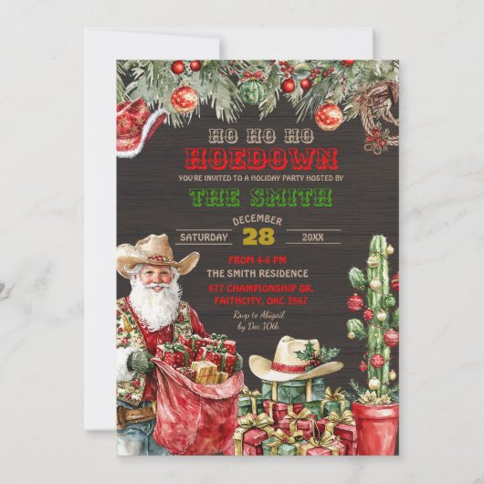 Rustiek Hout Santa Hoedown Vakantie Kerstfeest Kaart (Voorkant)