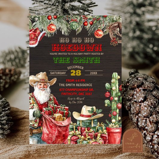 Rustiek Hout Santa Hoedown Vakantie Kerstfeest Kaart