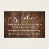 Rustiek Hout & Script Bruiloft RSVP Online Inserts Visitekaartjes (Voorkant)