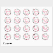 Rustiek Hout Shabby Chic Roze Rozen Dank u Ronde Sticker (Vel)