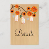 Rustiek Hout Sinaasappel Bloemen Mason Jars Detail Informatiekaartje (Voorkant)