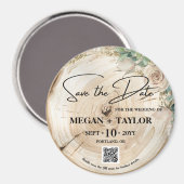 Rustiek Hout Sla de datum op Geen Foto QR Code Magneet (Voorkant / Achterkant)