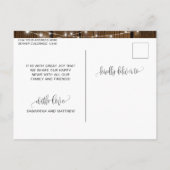 Rustiek hout, slingerlichtjes Verloven, Verlovings Aankondigingskaart (Achterkant)