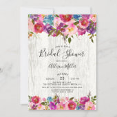 Rustiek Hout Spring Bloemen Bruids Douche Uitnodig Kaart (Voorkant)