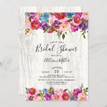 Rustiek Hout Spring Bloemen Bruids Douche Uitnodig