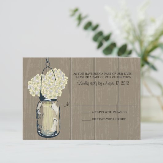 Rustiek hout  stenen pot Hydrangea  RSVP (Staand voorkant)