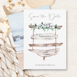 Rustiek hout strand teken Waterverf Floral Save The Date