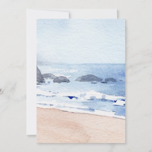 Rustiek hout strand teken Waterverf Floral Save The Date (Achterkant)