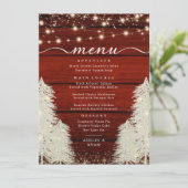 Rustiek hout | Strijklichten | Bomen Bruiloft Menu (Staand voorkant)