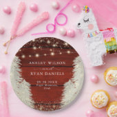 Rustiek hout | Strijklichten | Bomen Bruiloft Papieren Bordje (Feest)