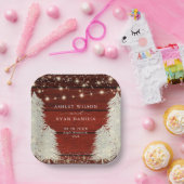 Rustiek hout | Strijklichten | Bomen Bruiloft Papieren Bordje (Feest)