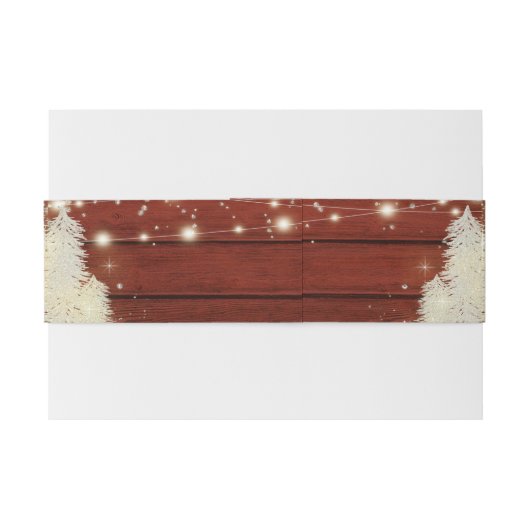 Rustiek hout | Strijklichten | Bomen Bruiloft Uitnodigingen Wikkel (Achterkant Voorbeeld)