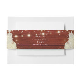 Rustiek hout | Strijklichten | Bomen Bruiloft Uitnodigingen Wikkel