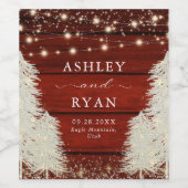 Rustiek hout | Strijklichten | Bomen Bruiloft Wijn Etiket (Enkel label)