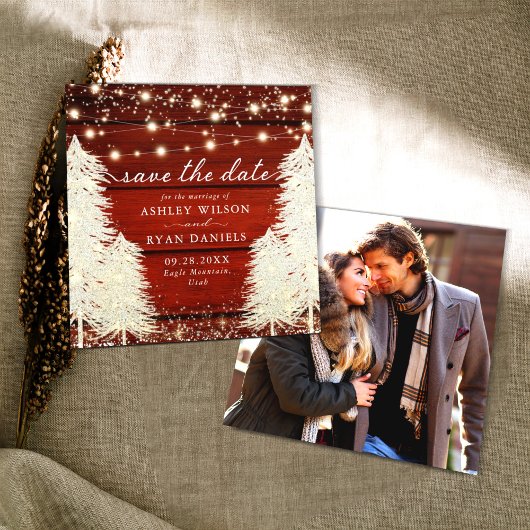 Rustiek hout | Strijklichten | Bomen Foto Save The Date