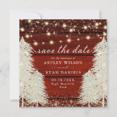 Rustiek hout | Strijklichten | Bomen Foto Save The Date (Voorkant)