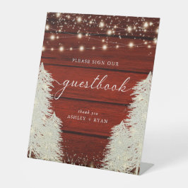 Rustiek hout | Strijklichten | Bomen Gastenboek Te Reclamebord Met Voetstuk