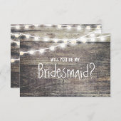 Rustiek hout string licht Wil je mijn bruidsmeisje Kaart (Voorkant / Achterkant)