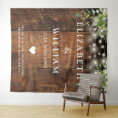 Rustiek Hout String Lichten Groen Foto Achtergrond Wandkleed (In Situ (horizontaal))