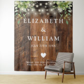 Rustiek Hout String Lichten Groen Foto Achtergrond Wandkleed (In situ)