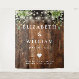 Rustiek Hout String Lichten Groen Foto Achtergrond Wandkleed