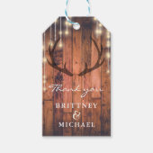 Rustiek hout String Lights Antler Cadeaulabel (Voorkant)