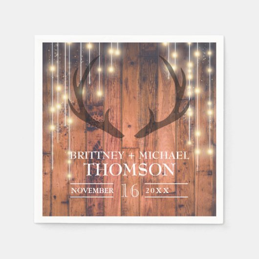 Rustiek hout String Lights Antler Servet (Voorkant)