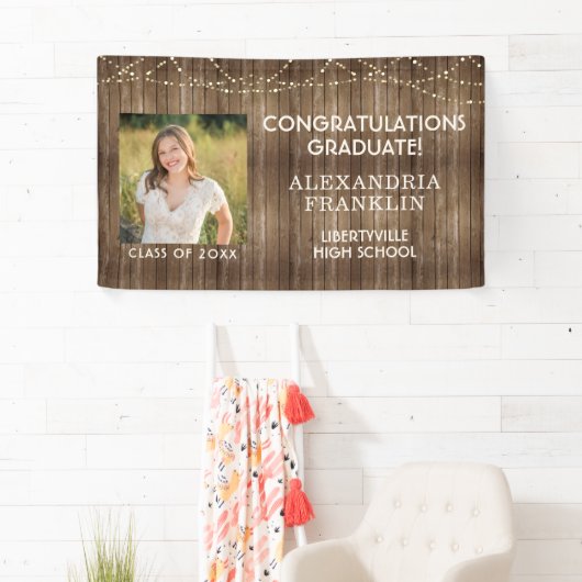 rustiek hout | String Lights | Foto Afstuderen Spandoek (Insitu)