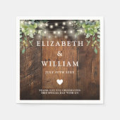 Rustiek Hout String Lights Greenery Wedding Servet (Voorkant)