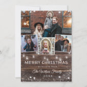 Rustiek Hout String Lights Mason Jars Plaid Feestdagenkaart (Voorkant)