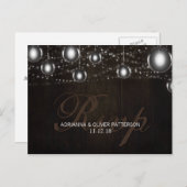 Rustiek Hout String Of Lights Wedding RSVP Uitnodiging Briefkaart (Voorkant / Achterkant)