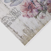 Rustiek Hout Teken Dragonfly op Bloemen Tissuepapier (Detail)