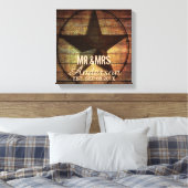 Rustiek hout Texas Star western bruiloft Mr en Mrs Canvas Afdruk (Insitu (Slaapkamer))